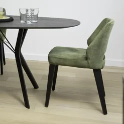 Lena Mobitec® Chaise ajourée en tissu et pieds bois style moderne
