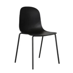 LilyChaise coque moderne empilable en polypropylène avec pieds en métal