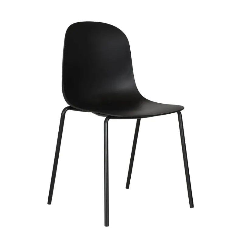 LilyChaise coque moderne empilable en polypropylène avec pieds en métal
