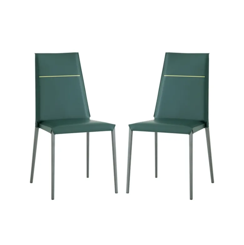 Lolas S Chaise en croûte de cuir fabrication italienne avec liseré