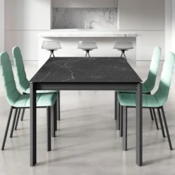 Lotus Table contemporaine en Dekton avec pieds en métal