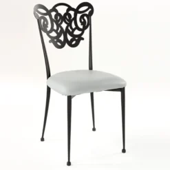 Milos Chaise provençale en métal assise synthétique rembourrée