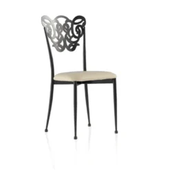 Milos Chaise provençale en métal assise synthétique rembourrée