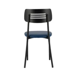 Miro 2 Chaise de cuisine en simili rembourrée avec pieds et dossier strié en métal