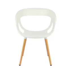 Moema Fauteuil design italien coque ajourée en technopolymère et pieds en bois