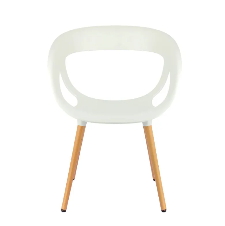 Moema Fauteuil design italien coque ajourée en technopolymère et pieds en bois