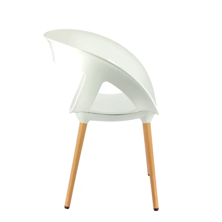 Moema Fauteuil design italien coque ajourée en technopolymère et pieds en bois