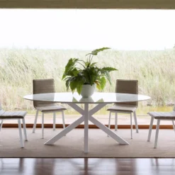 Moon Table design ovale en dekton pied central