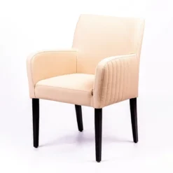 Moritz line Fauteuil de salon confortable avec dos matelassé et pieds en bois