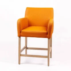 Moritz line Tabouret snack avec accoudoirs et dos matelassé pieds en bois