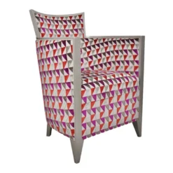 Nathan Fauteuil art déco fabriqué en France en tissu et bois massif