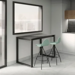 Neox Table snack en céramique avec pieds forme traineau en métal faible profondeur