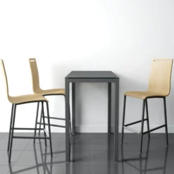 Nera Tabouret snack en métal et bois hauteur 65 cm