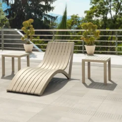 Ocean Side Table basse d’appoint carrée en résine pour jardin