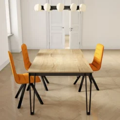 Okaso Table de salle à manger rectangulaire en stratifié pieds en épingle