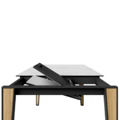 Okaso Table moderne extensible en céramique avec pieds bois et métal