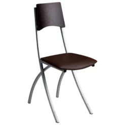 Ophélie Carrier® Chaise de cuisine en métal et synthétique dossier bois wengé