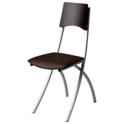 Ophélie Carrier® Chaise de cuisine en métal et synthétique dossier bois wengé