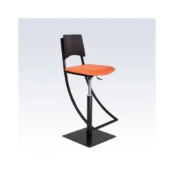 Ophélie Carrier® Tabouret réglable en métal et synthétique dossier bois wengé