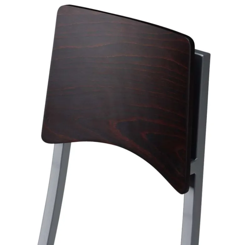 Ophélie Carrier® Tabouret snack contemporain pliant en métal et synthétique dossier bois wengé