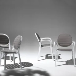 Palma Fauteuil de jardin en polypropylène coloris blanc et taupe