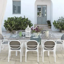 Palma Fauteuil de jardin en polypropylène coloris blanc et taupe