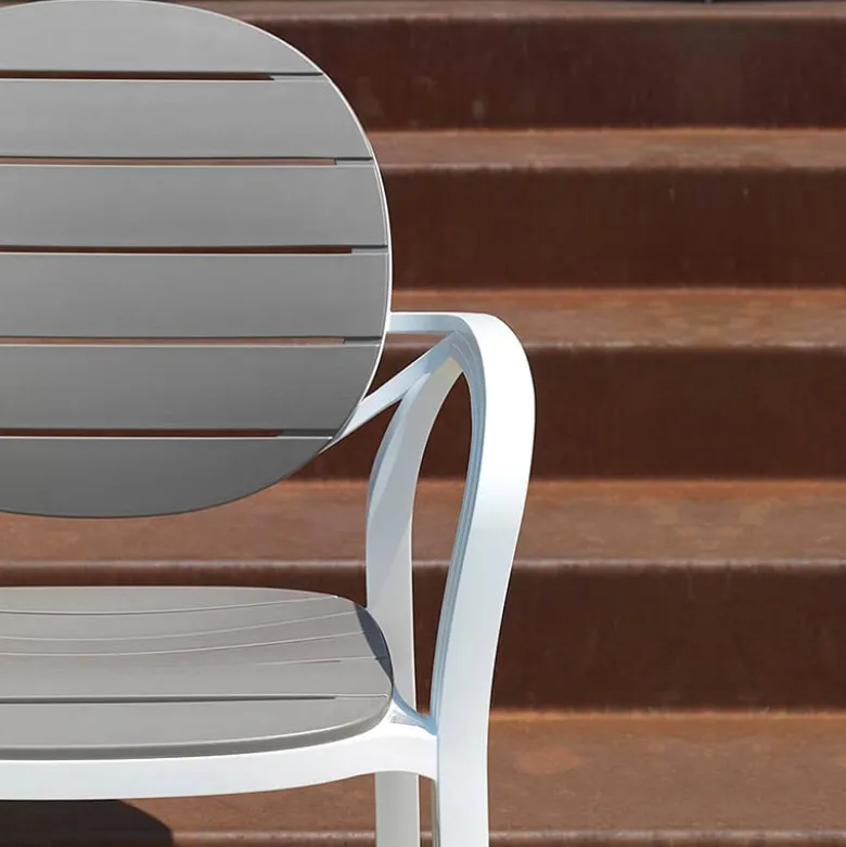Palma Fauteuil en polypropylène coloris blanc et taupe