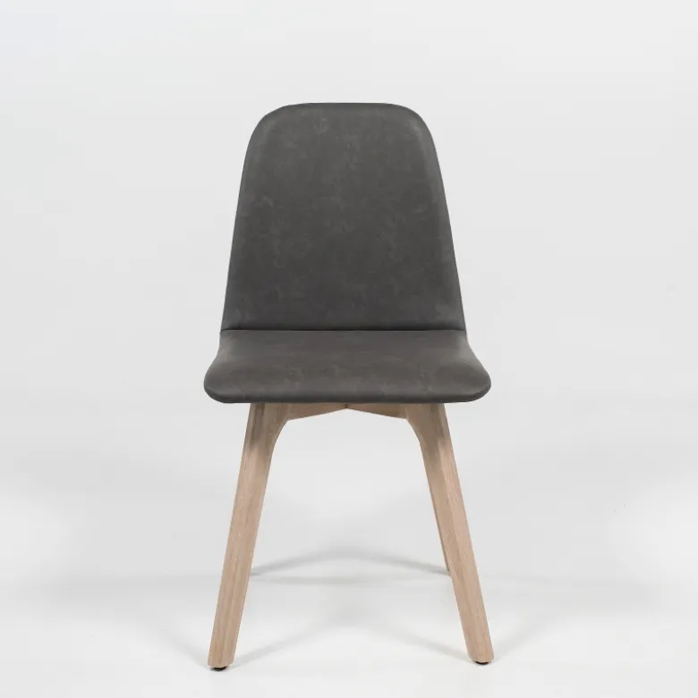 Pandora Chaise de salle à manger scandinave en synthétique et bois