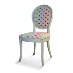 Pauline Chaise médaillon en bois massif et tissu fabrication française