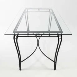 Pisa Table d'extérieur provençale en verre trempé et acier