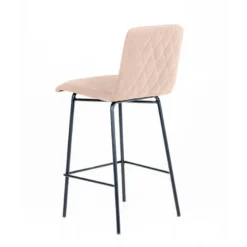 Plaza diamant Tabouret snack avec dos matelassé en tissu pieds en métal