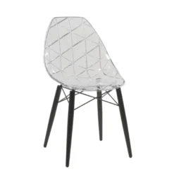 Prisma Chaise scandinave transparente avec pieds en bois