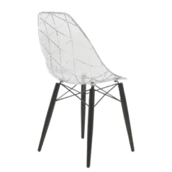 Prisma Chaise scandinave transparente avec pieds en bois