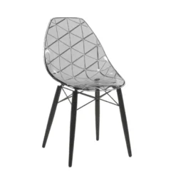 Prisma Chaise scandinave transparente avec pieds en bois
