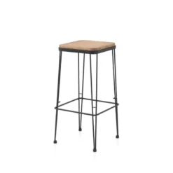 Riopar Tabouret haut assise bois pieds métal style industriel