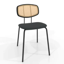 Ritmo Chaise rétro avec dossier en cannage rotin et assise en simili