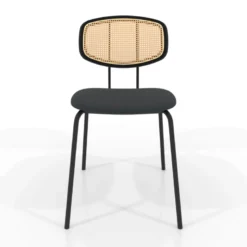 Ritmo Chaise rétro avec dossier en cannage rotin et assise en simili