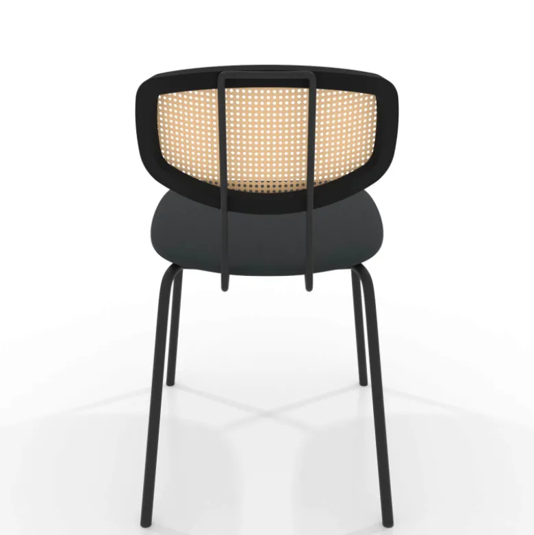 Ritmo Chaise rétro avec dossier en cannage rotin et assise en simili