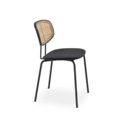 Ritmo Chaise vintage dossier en cannage rotin et assise tissu