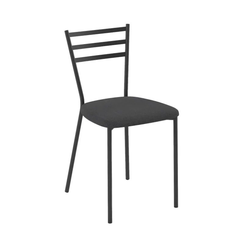 Romy Chaise de cuisine avec assise rembourrée en simili et dossier en métal
