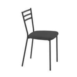 Romy Chaise de cuisine avec assise rembourrée en simili et dossier en métal