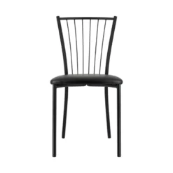 Roxane Chaise de cuisine noire en métal avec assise en simili rembourrée