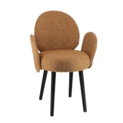 Severus Fauteuil cosy en tissu avec pieds bois