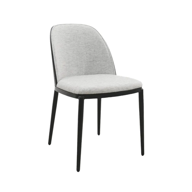 SimoneChaise bimatière en tissu dossier bois avec pieds en métal