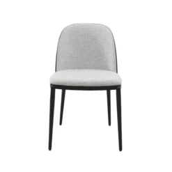 SimoneChaise bimatière en tissu dossier bois avec pieds en métal