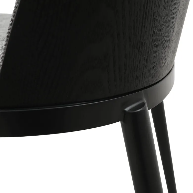 SimoneChaise bimatière en tissu dossier bois avec pieds en métal