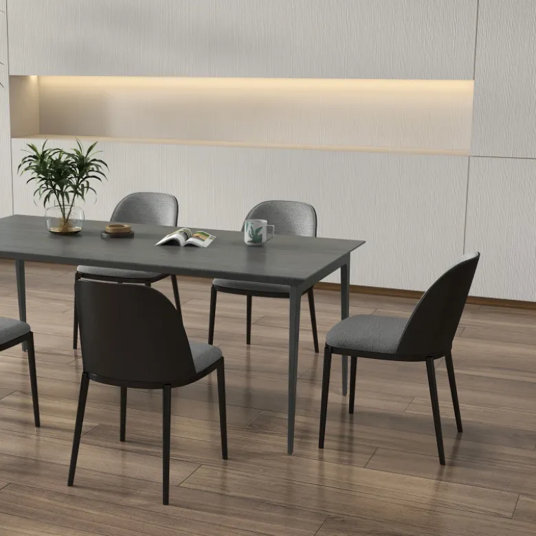 SimoneChaise bimatière en tissu dossier bois avec pieds en métal
