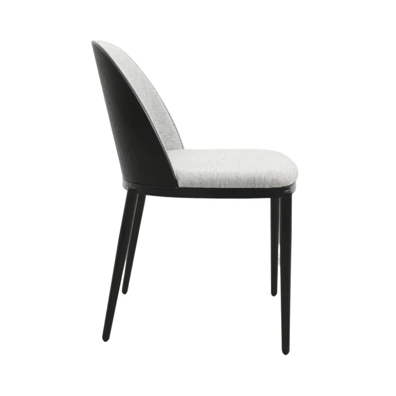 SimoneChaise bimatière en tissu dossier bois avec pieds en métal