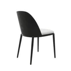 SimoneChaise bimatière en tissu dossier bois avec pieds en métal