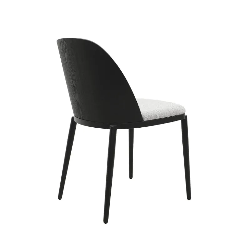 SimoneChaise bimatière en tissu dossier bois avec pieds en métal